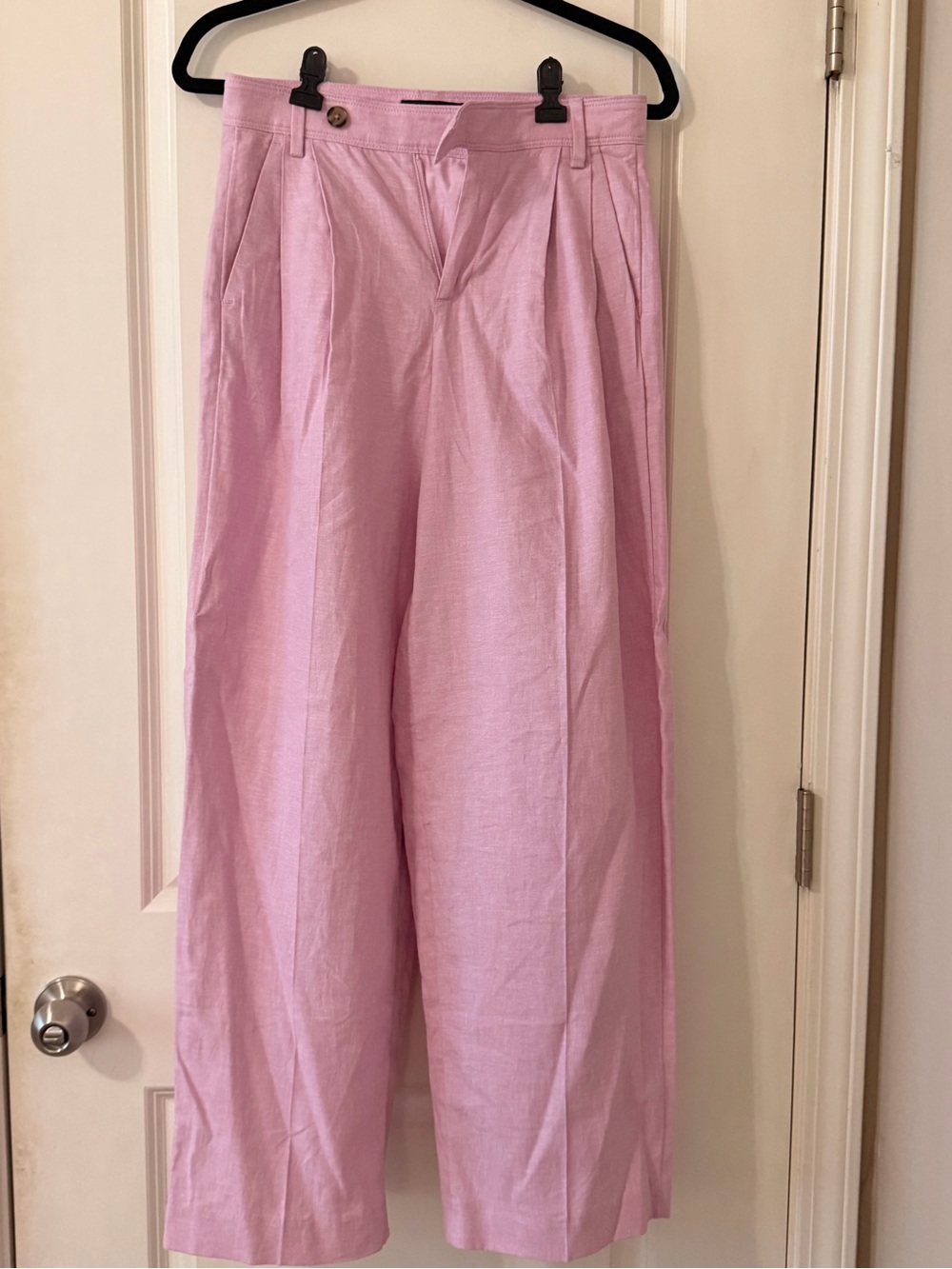 Banana Republic Linen Blend Wide Leg Pants in Light Pink - 0 Petite